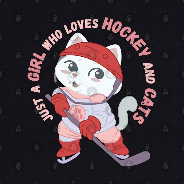 Just A Girl Who Loves Hockey and Cats Gift print by theodoros20